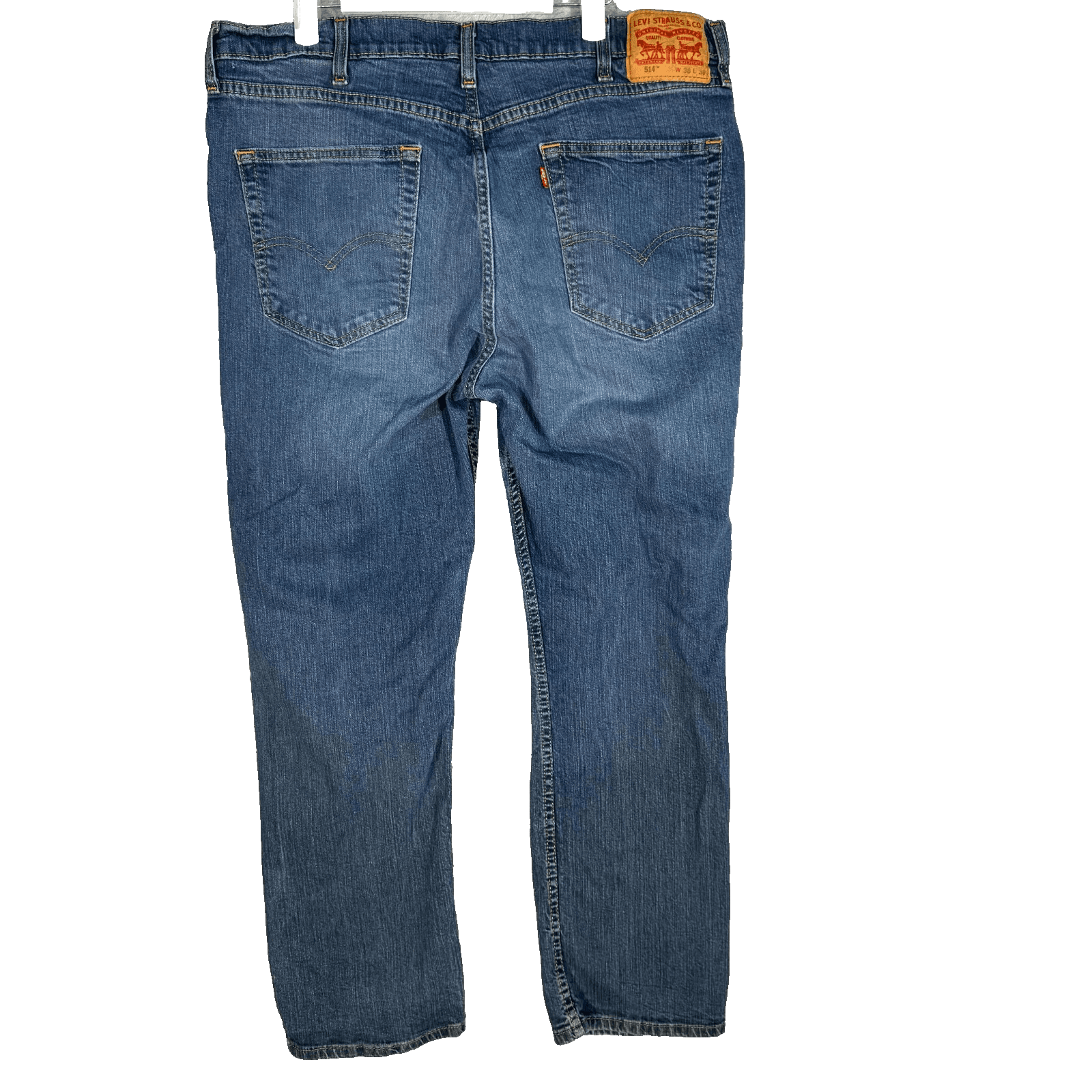 Levi's 514 Men's Jeans 38X30 Blue Denim Mid-Rise 5-Pockets Straight Fit Zip Fly - Thumbnail 2