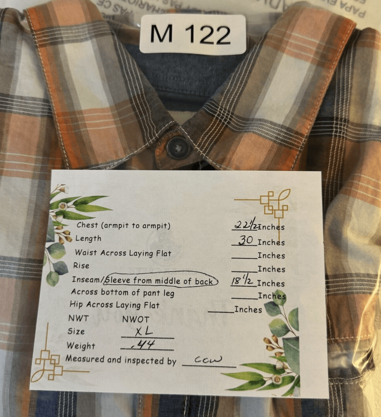 Dakota Grizzly Mens XL Multicolor Plaid Cotton Short Sleeve Button-Up Shirt M122 - Thumbnail 7