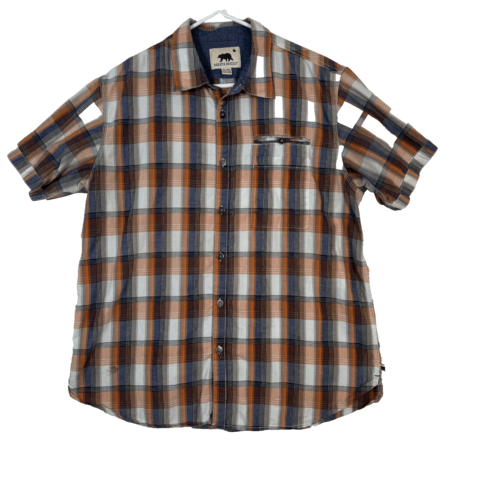 Dakota Grizzly Mens XL Multicolor Plaid Cotton Short Sleeve Button-Up Shirt M122 - Image 1