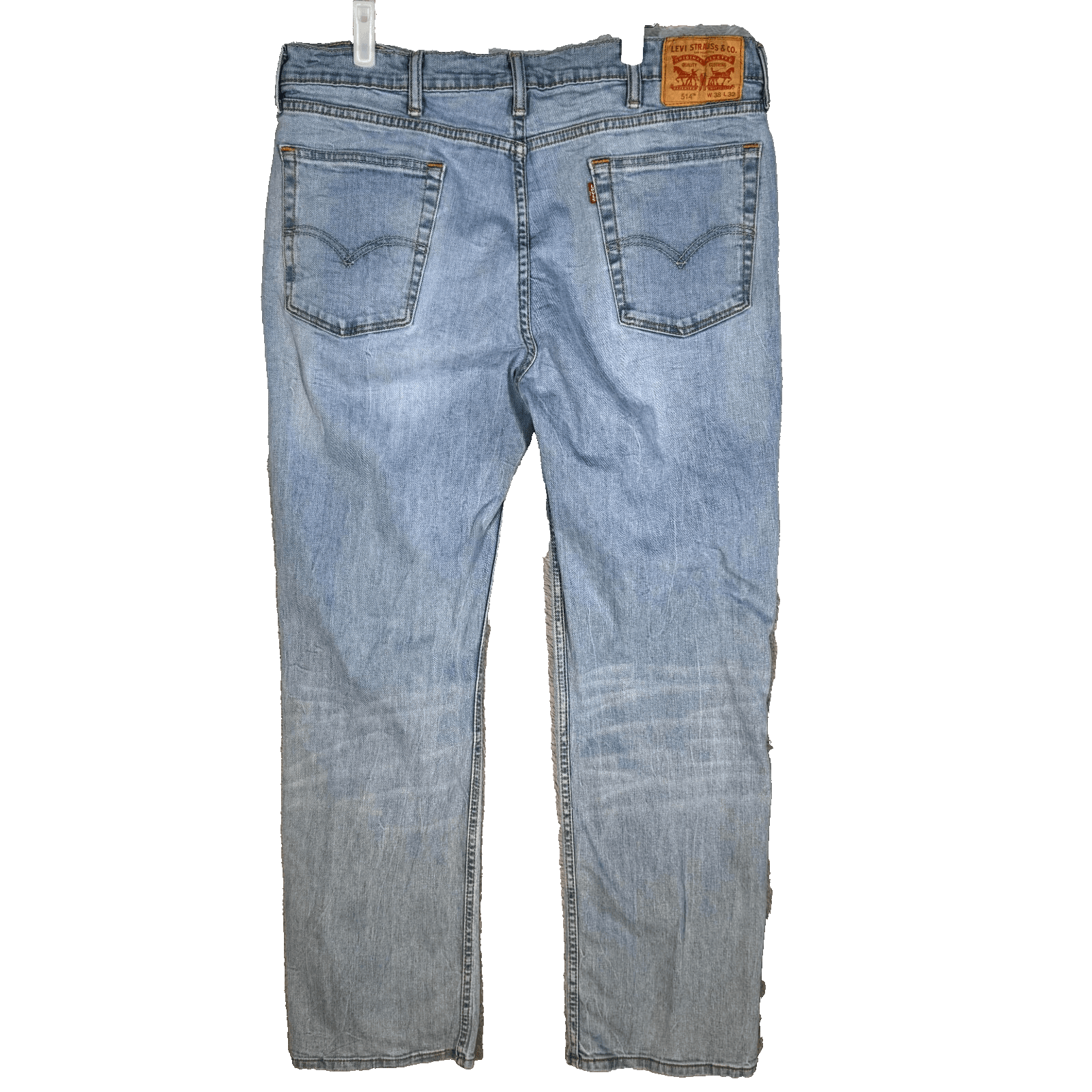 Levi's 514 Men's Jeans 38 X 32 Blue Denim Stretch Mid-Rise Straight Fit Zip Fly - Thumbnail 2