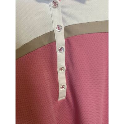 GG Blue Polo Shirt Women’s M Activewear Pink & White Short Sleeve Moisture W1 - Thumbnail 5