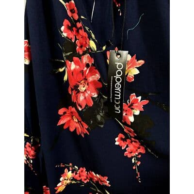 Papermoon Women's Size 1X Navy Floral Sleeveless Blouse Spaghetti Straps W 86 - Thumbnail 7