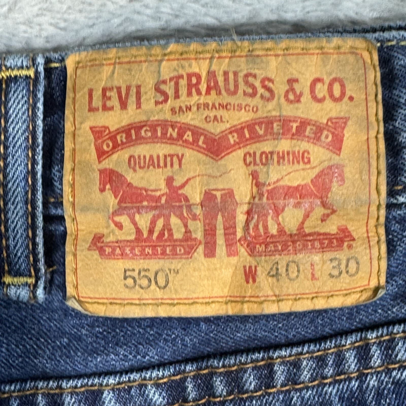 Levi's 550 Men Jeans 4 X30 Blue Denim Relaxed Fit High-Rise Straight Leg Zip Fly - Thumbnail 3