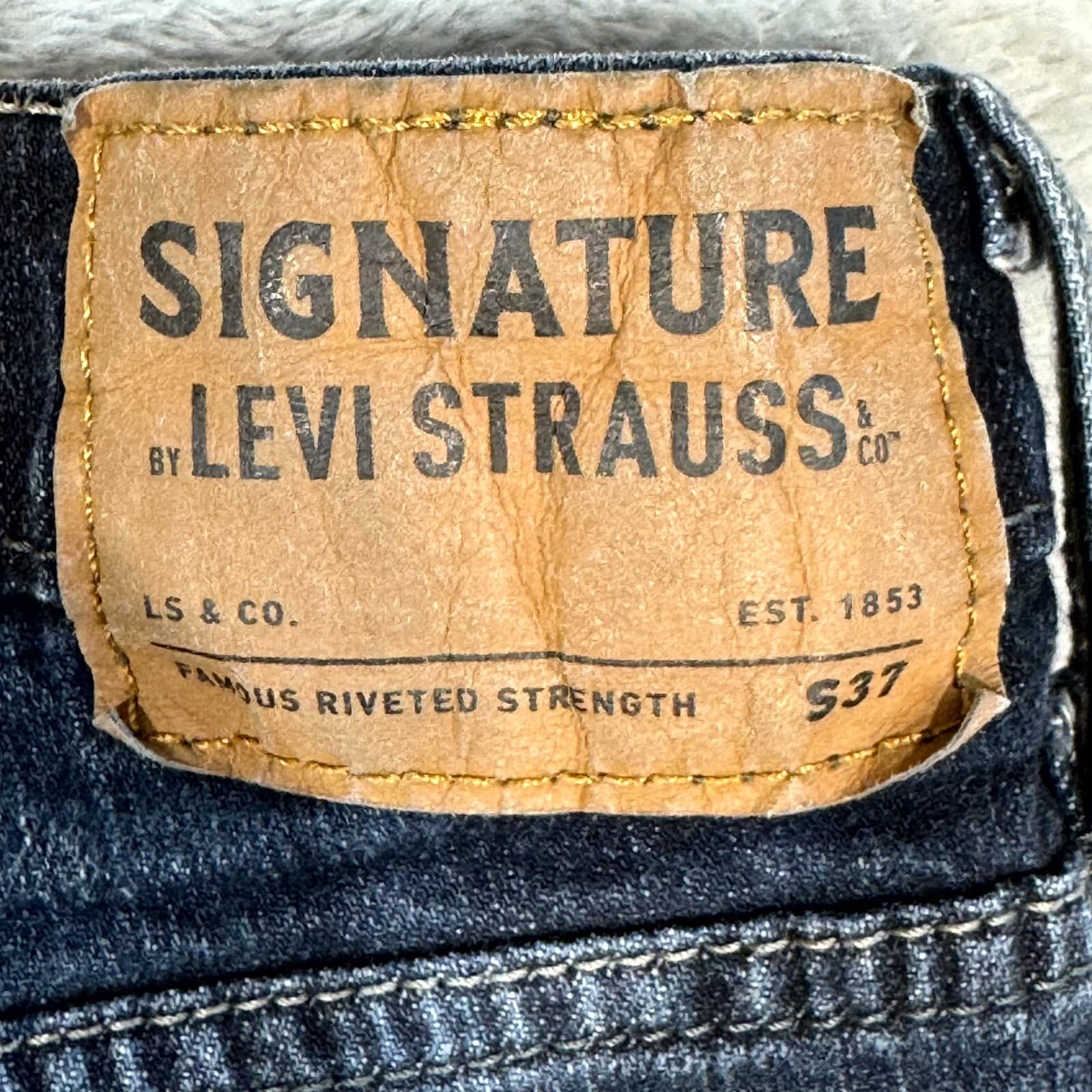 Levi's S37 Men Jeans 36X30 Blue Denim Stretch Mid-Rise Slim Fit Straight Zip Fly - Thumbnail 3