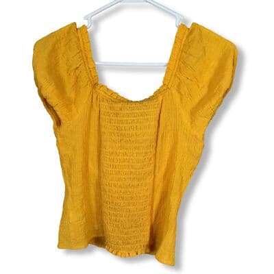 The General Good Crop Top Women’s S Yellow Bow-Tied Blouse Cotton Blend W 113 - Thumbnail 2