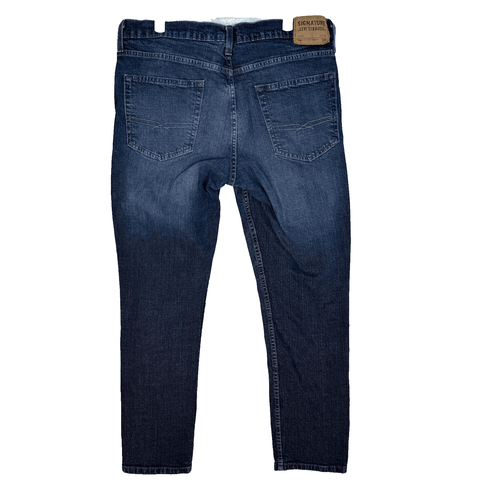 Levi's S37 Men Jeans 36X30 Blue Denim Stretch Mid-Rise Slim Fit Straight Zip Fly - Thumbnail 2