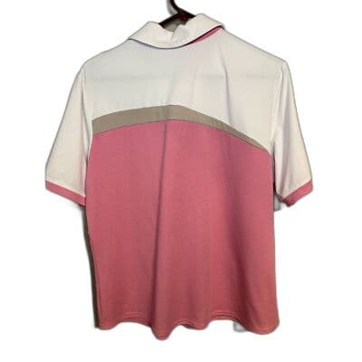GG Blue Polo Shirt Women’s M Activewear Pink & White Short Sleeve Moisture W1 - Thumbnail 2