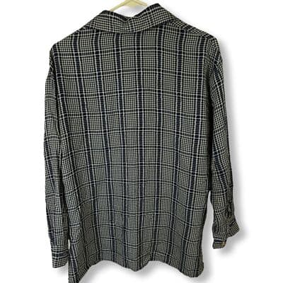 Corida Blouse Women's 1 Cream & Black Checkered Button-Front Long Sleeve Top W57 - Thumbnail 2