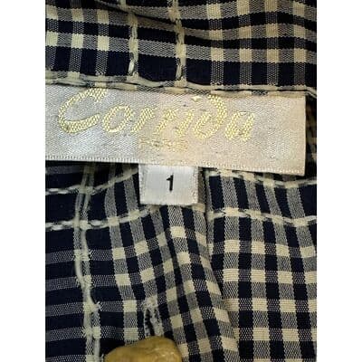 Corida Blouse Women's 1 Cream & Black Checkered Button-Front Long Sleeve Top W57 - Thumbnail 4