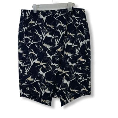 Rachel Roy Skirt Women’s Size 12 Black & White Floral Cotton-Blend Slit W252 - Image 1