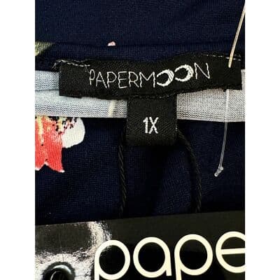 Papermoon Women's Size 1X Navy Floral Sleeveless Blouse Spaghetti Straps W 86 - Thumbnail 5