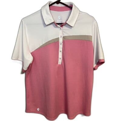 GG Blue Polo Shirt Women’s M Activewear Pink & White Short Sleeve Moisture W1 - Image 1