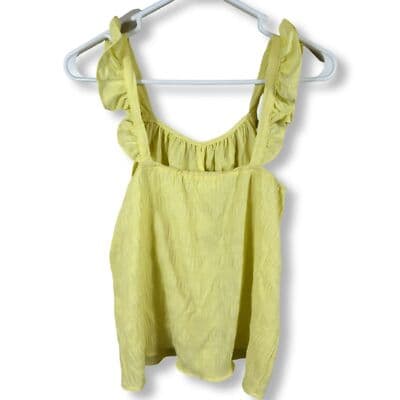 Kaileigh Blouse Women’s S Bright Yellow Sleeveless Top Ruffled Strap Summer W 90 - Thumbnail 2