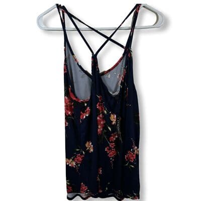 Papermoon Women's Size 1X Navy Floral Sleeveless Blouse Spaghetti Straps W 86 - Thumbnail 3