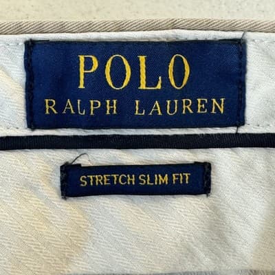 Polo Ralph Lauren Pants Mens 36x32 Beige Stretch Slim Fit Chino Dress Casual Zip - Thumbnail 4