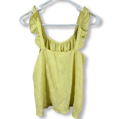 Kaileigh Blouse Women’s S Bright Yellow Sleeveless Top Ruffled Strap Summer W 90 - Image 1