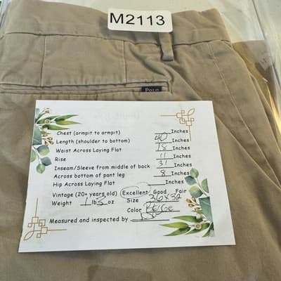 Polo Ralph Lauren Pants Mens 36x32 Beige Stretch Slim Fit Chino Dress Casual Zip - Thumbnail 8