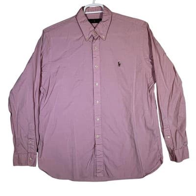 Ralph Lauren Shirt Mens 17 Pink Long Sleeve Button Down Dress Oxford Classic - Image 1