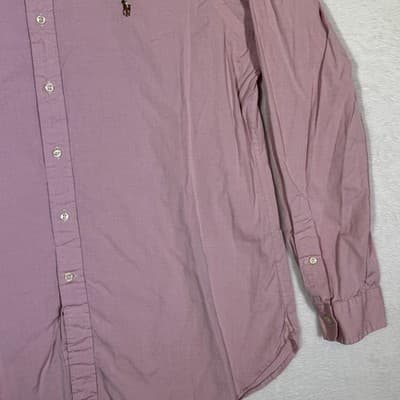 Ralph Lauren Shirt Mens 17 Pink Long Sleeve Button Down Dress Oxford Classic - Thumbnail 6