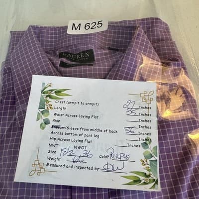 Lauren Ralph Lauren Shirt Mens 18.5 Tall Fit Purple Stretch Long Sleeve Dress - Thumbnail 16