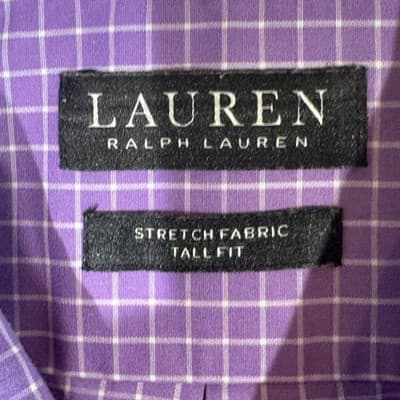 Lauren Ralph Lauren Shirt Mens 18.5 Tall Fit Purple Stretch Long Sleeve Dress - Thumbnail 7