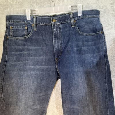 Levis 569 Jeans Mens 40x29 (38x30) Blue Medium Wash Relaxed Straight Denim - Thumbnail 3
