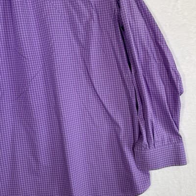 Lauren Ralph Lauren Shirt Mens 18.5 Tall Fit Purple Stretch Long Sleeve Dress - Thumbnail 12