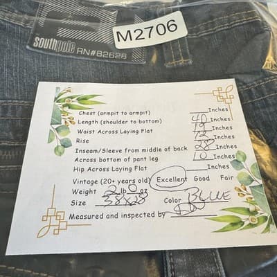 Southpole Jeans Mens 38x32 Whiskered Distressed Straight Leg Back Flap Pockets - Thumbnail 9