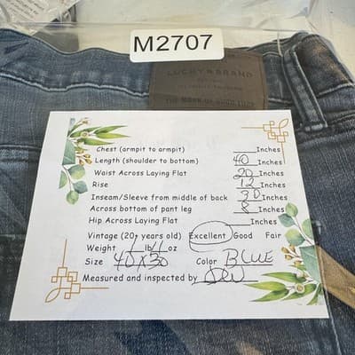 Lucky Brand Jeans Mens 40x30 Blue 410 Athletic Slim Whiskered Medium Wash Denim - Thumbnail 12