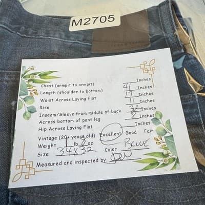 Lucky Brand Jeans Mens 34x32 Blue 1 Authentic Skinny Whiskered Denim Pants - Thumbnail 12