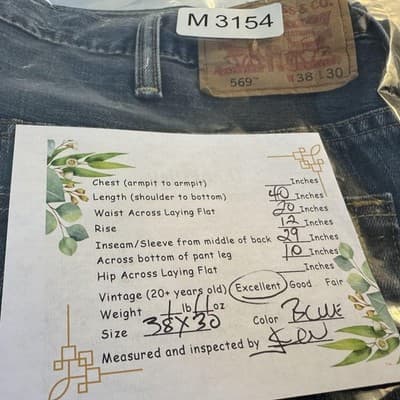 Levis 569 Jeans Mens 40x29 (38x30) Blue Medium Wash Relaxed Straight Denim - Thumbnail 10