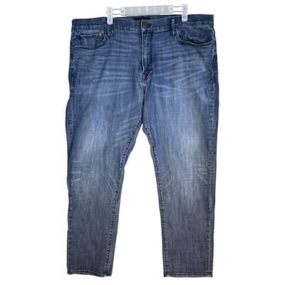 Lucky Brand Jeans Mens 40x30 Blue 410 Athletic Slim Whiskered Medium Wash Denim - Image 1