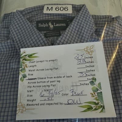 Ralph Lauren Shirt Mens 16 34/35 Yarmouth Button Down Long Sleeve Plaid - Thumbnail 15