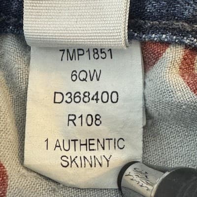 Lucky Brand Jeans Mens 34x32 Blue 1 Authentic Skinny Whiskered Denim Pants - Thumbnail 9