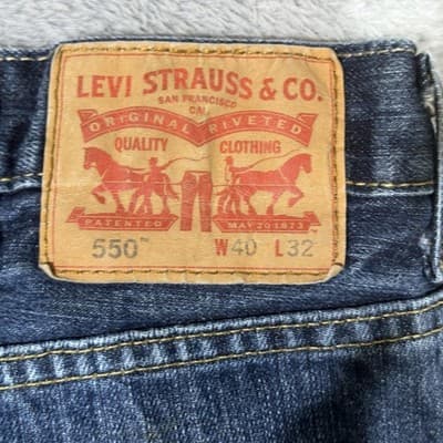 Levis 550 Jeans Mens 40x31 (40x32) Blue Relaxed Tapered Denim 100% Cotton - Thumbnail 4