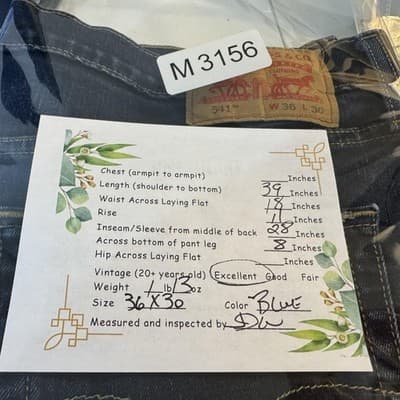 Levis 541 Jeans Mens 36x28 (36x30) Blue Dark Wash Athletic Taper Stretch Denim - Thumbnail 10