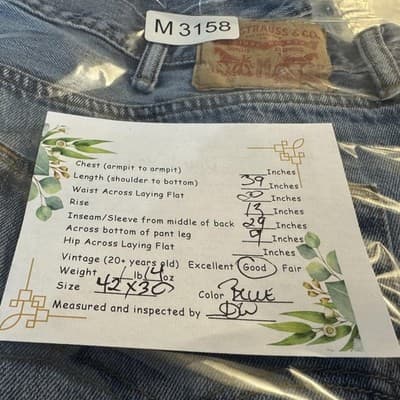 Vintage Levis 501 Jeans Mens 40x29 (42x30) Blue Wash Straight Button Fly Denim - Thumbnail 12