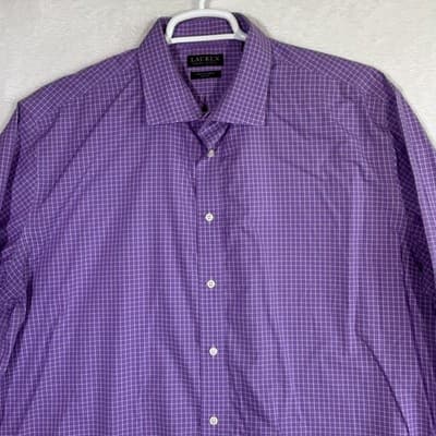 Lauren Ralph Lauren Shirt Mens 18.5 Tall Fit Purple Stretch Long Sleeve Dress - Thumbnail 5