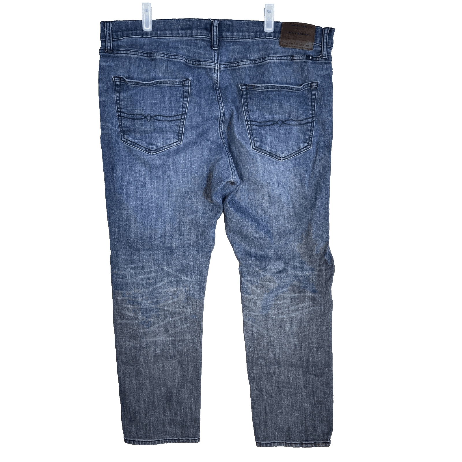 Lucky Brand Jeans Mens 40x30 Blue 410 Athletic Slim Whiskered Medium Wash Denim - Thumbnail 2
