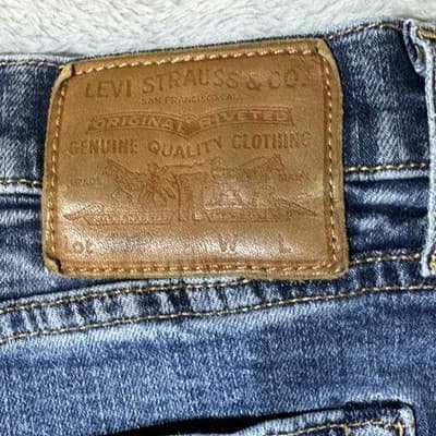 Levis Premium Jeans Mens 42x37 (44x36) Blue Medium Wash Straight Stretch Denim - Thumbnail 5