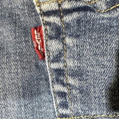 Levis Premium Jeans Mens 42x37 (44x36) Blue Medium Wash Straight Stretch Denim - Thumbnail 4