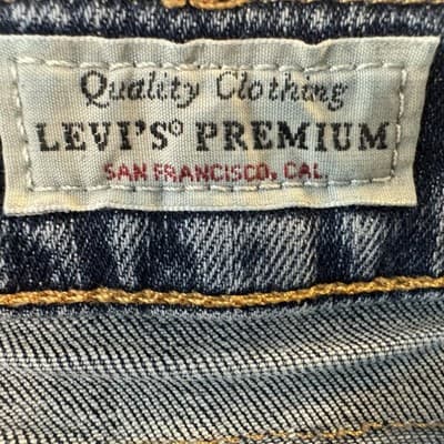 Levis Premium Jeans Mens 42x37 (44x36) Blue Medium Wash Straight Stretch Denim - Thumbnail 10