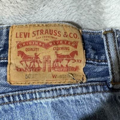 Vintage Levis 501 Jeans Mens 40x29 (42x30) Blue Wash Straight Button Fly Denim - Thumbnail 5