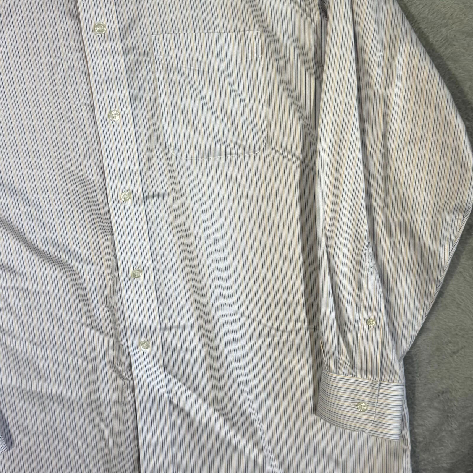 Gold Label Mens Dress Shirt 16 34 White Blue Striped 100 Cotton Formal - Thumbnail 5