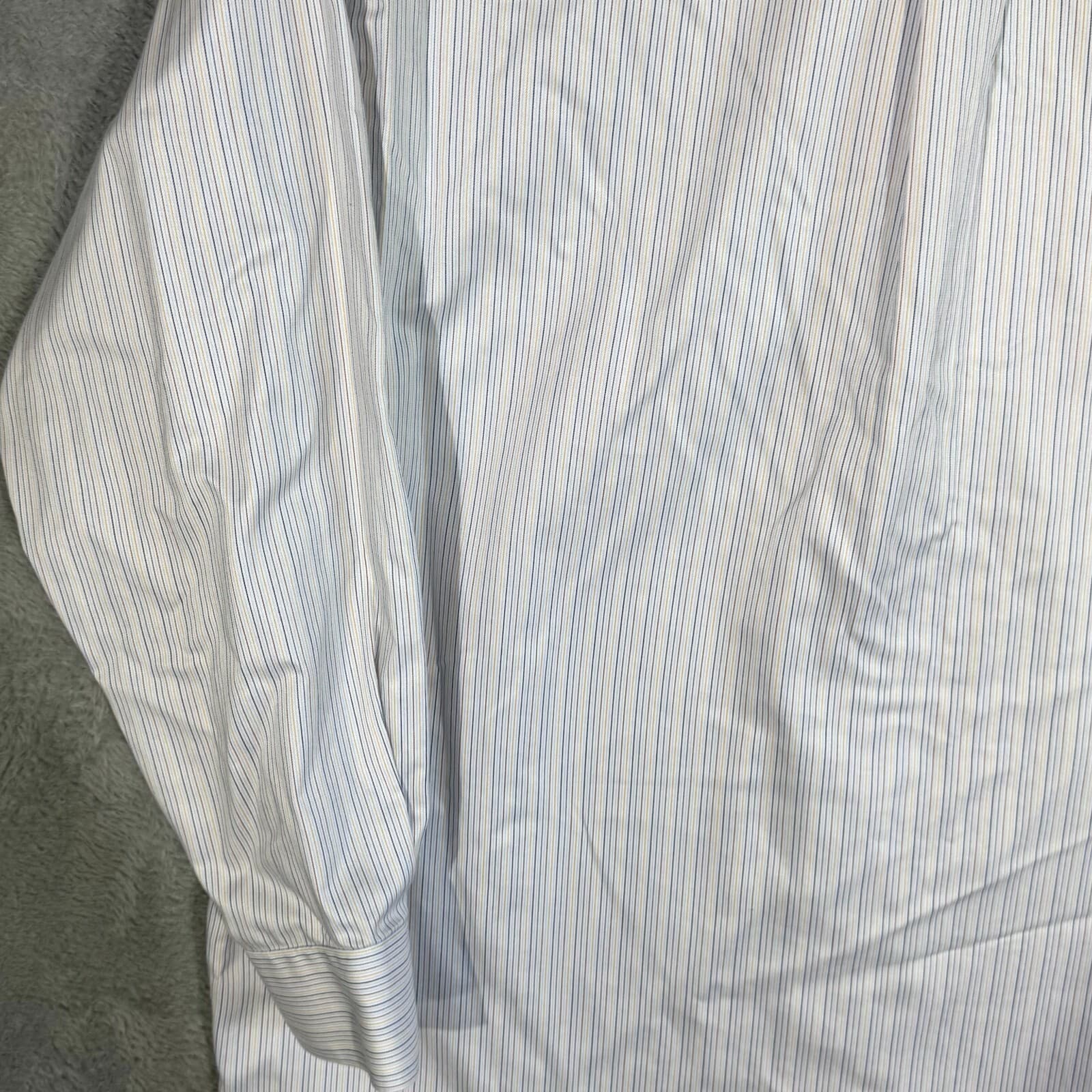 Gold Label Mens Dress Shirt 16 34 White Blue Striped 100 Cotton Formal - Thumbnail 8