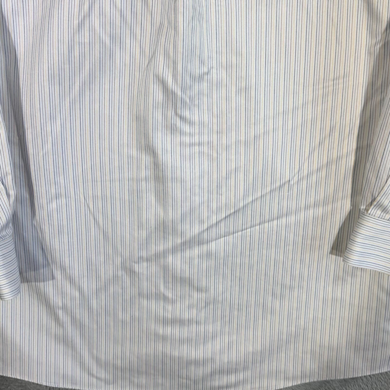 Gold Label Mens Dress Shirt 16 34 White Blue Striped 100 Cotton Formal - Thumbnail 12