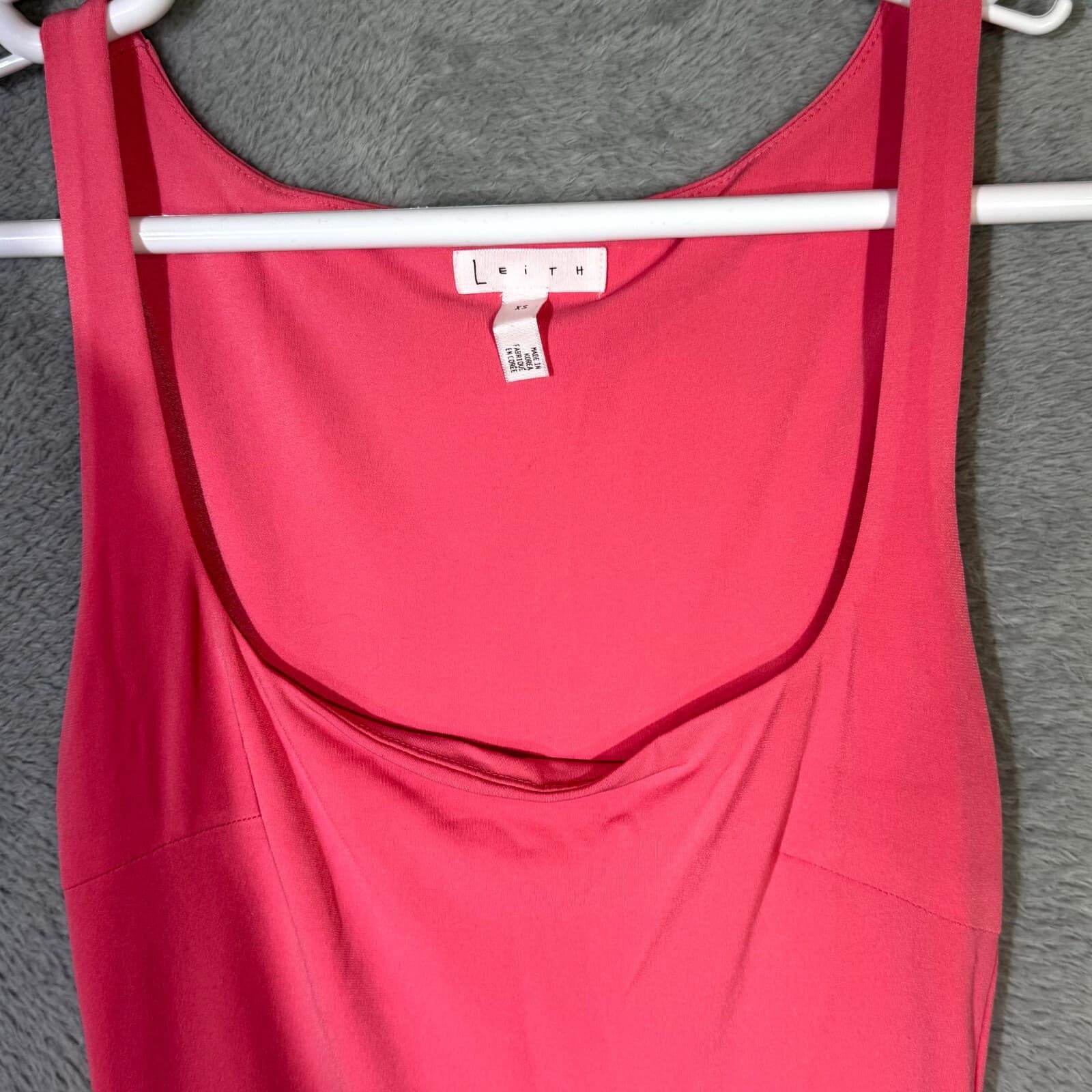 Leith Womens Sheath Dress XS Pink Stretch Scoop Neck Wide Strap Pullover - Thumbnail 3