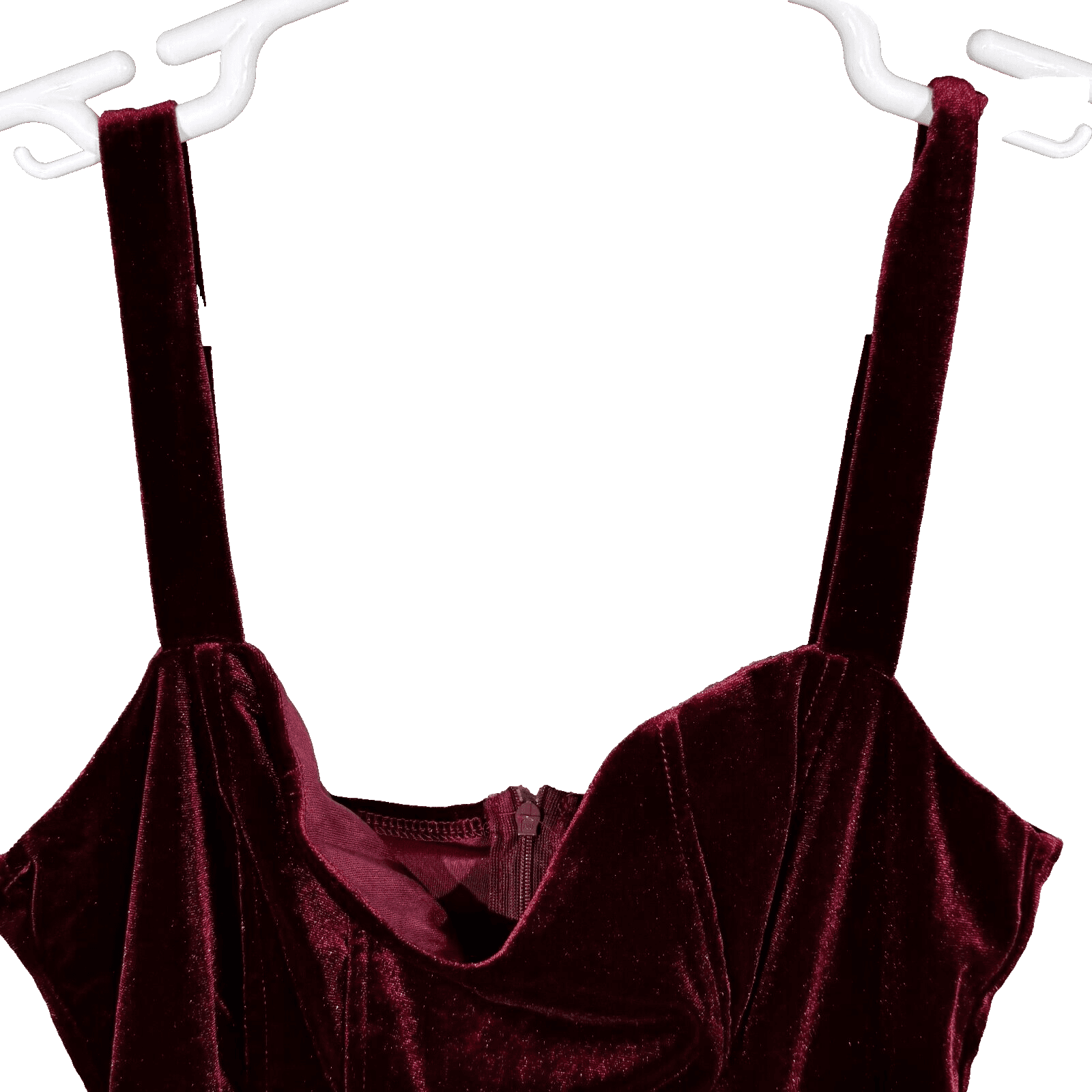 Cider Womens Velvet Mini Dress Large Maroon Ruched Hem Back Zip Wide Straps - Thumbnail 3