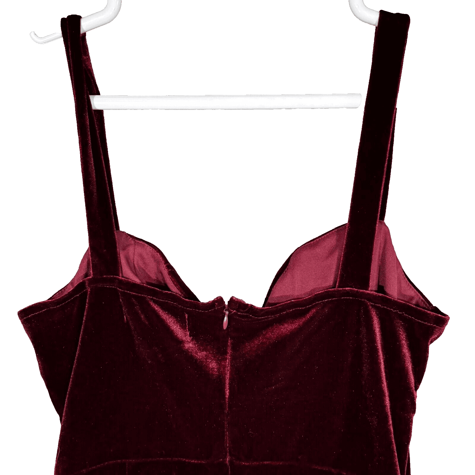 Cider Womens Velvet Mini Dress Large Maroon Ruched Hem Back Zip Wide Straps - Thumbnail 6