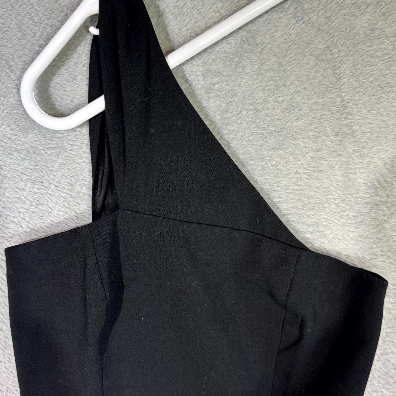 French Connection Womens Mini Dress Size 0 Black Tiered One Shoulder Whisper - Thumbnail 3